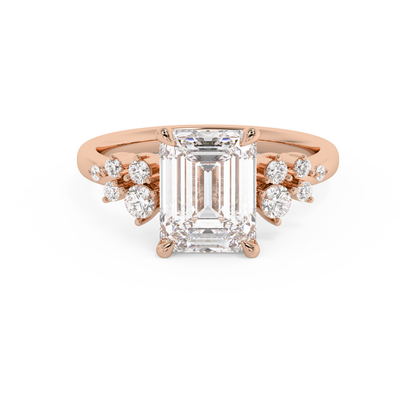 Emerald Solitaire Lab Grown Diamond Engagement Ring