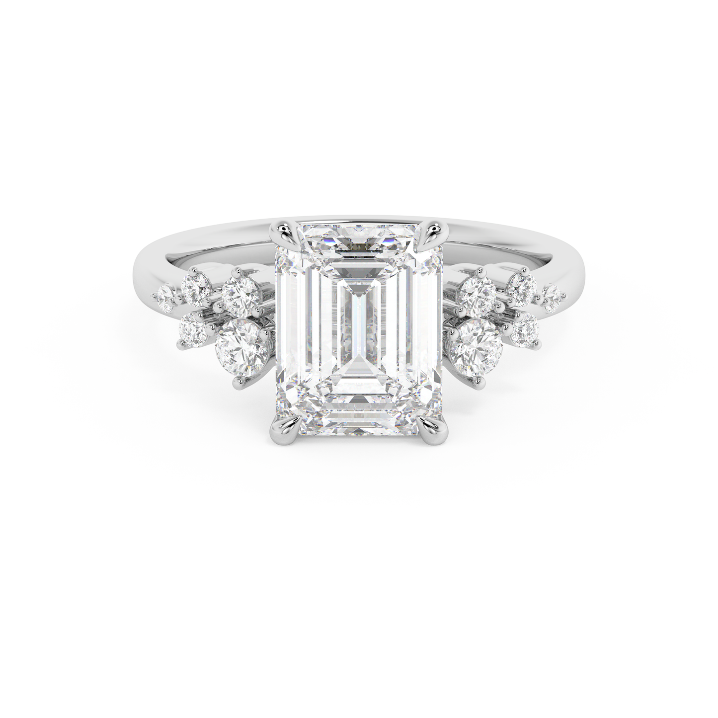 Emerald Solitaire Lab Grown Diamond Engagement Ring