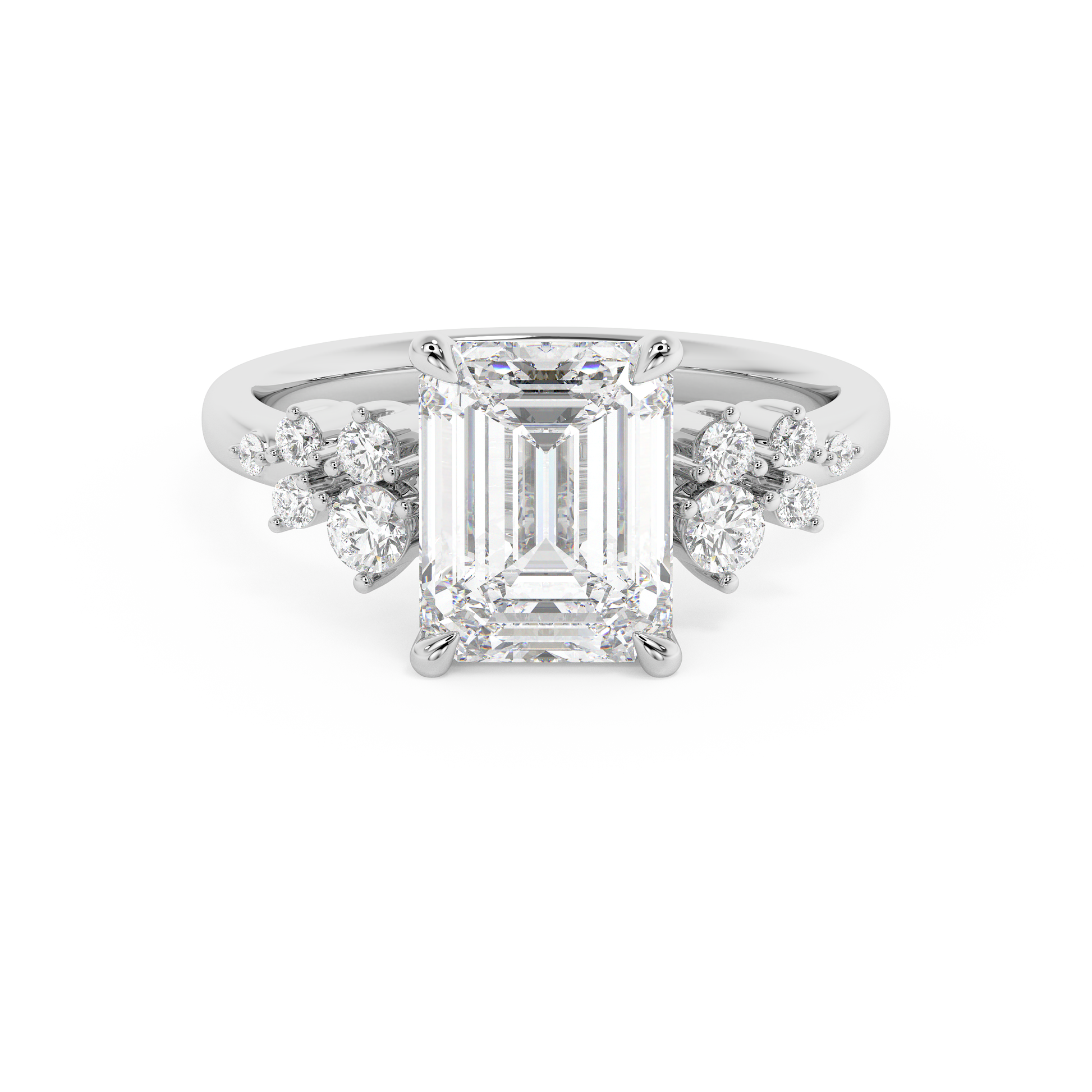 Emerald Solitaire Lab Grown Diamond Engagement Ring