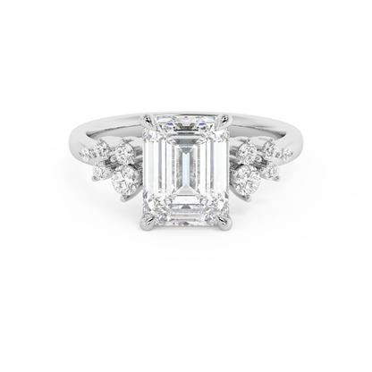Emerald Solitaire Lab Grown Diamond Engagement Ring