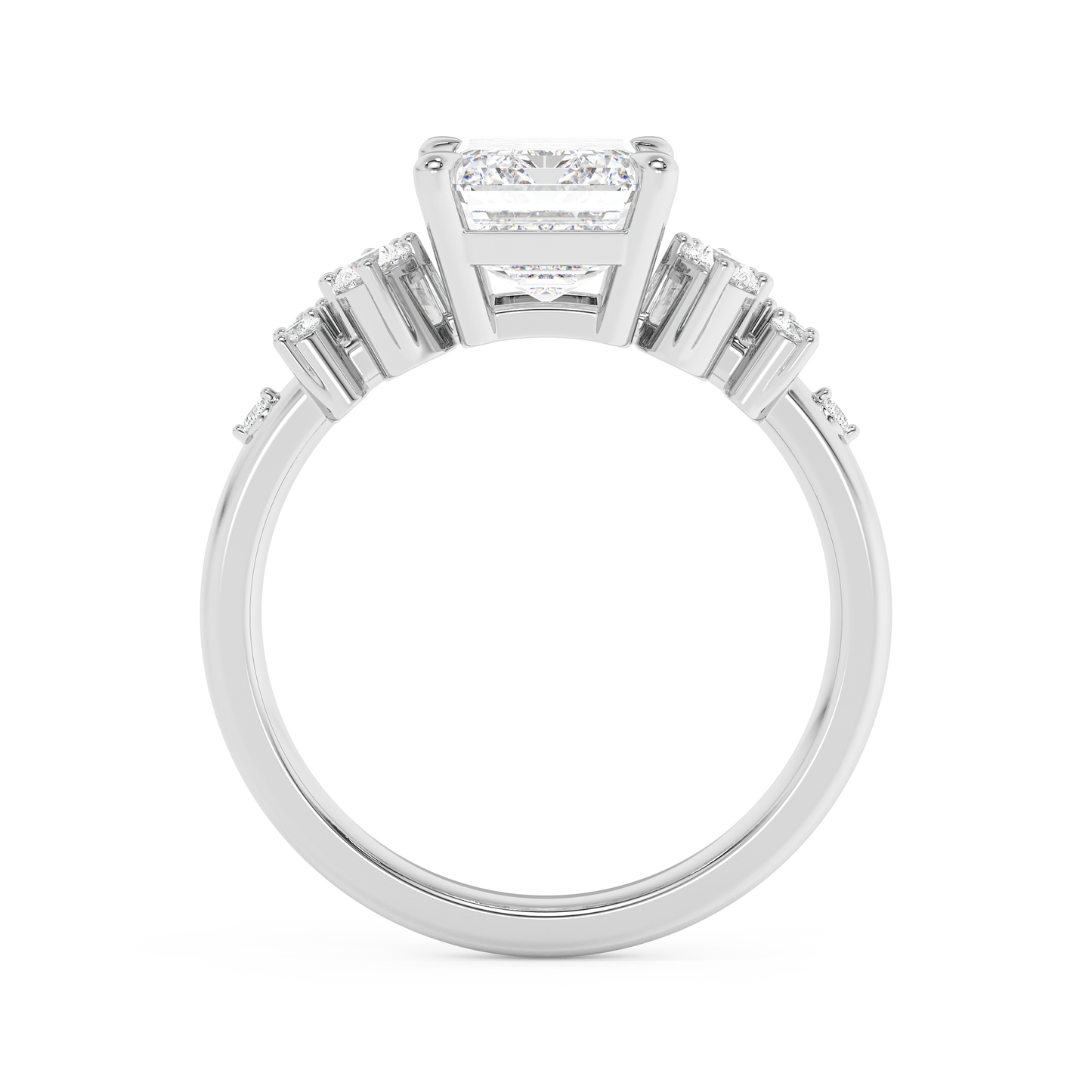Emerald Solitaire Lab Grown Diamond Engagement Ring