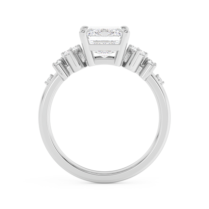 Emerald Solitaire Lab Grown Diamond Engagement Ring