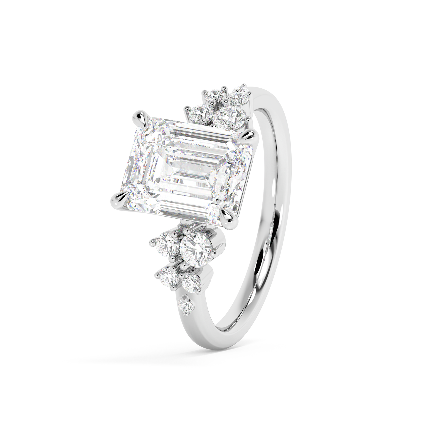 Emerald Solitaire Lab Grown Diamond Engagement Ring