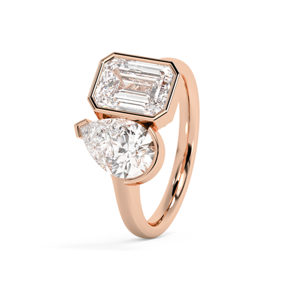 Emerald Solitaire Lab Grown Diamond Engagement Ring