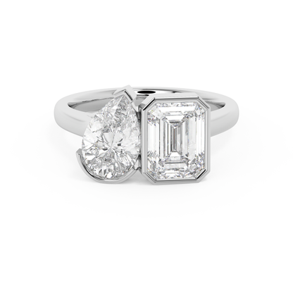 Emerald Solitaire Lab Grown Diamond Engagement Ring