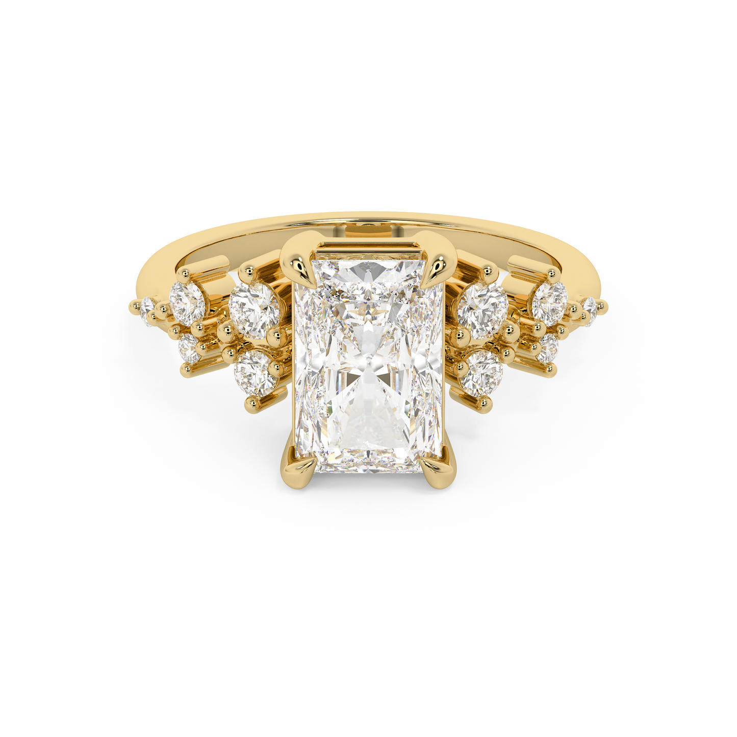 Radiant Cluster Lab Grown Diamond Engagement Ring
