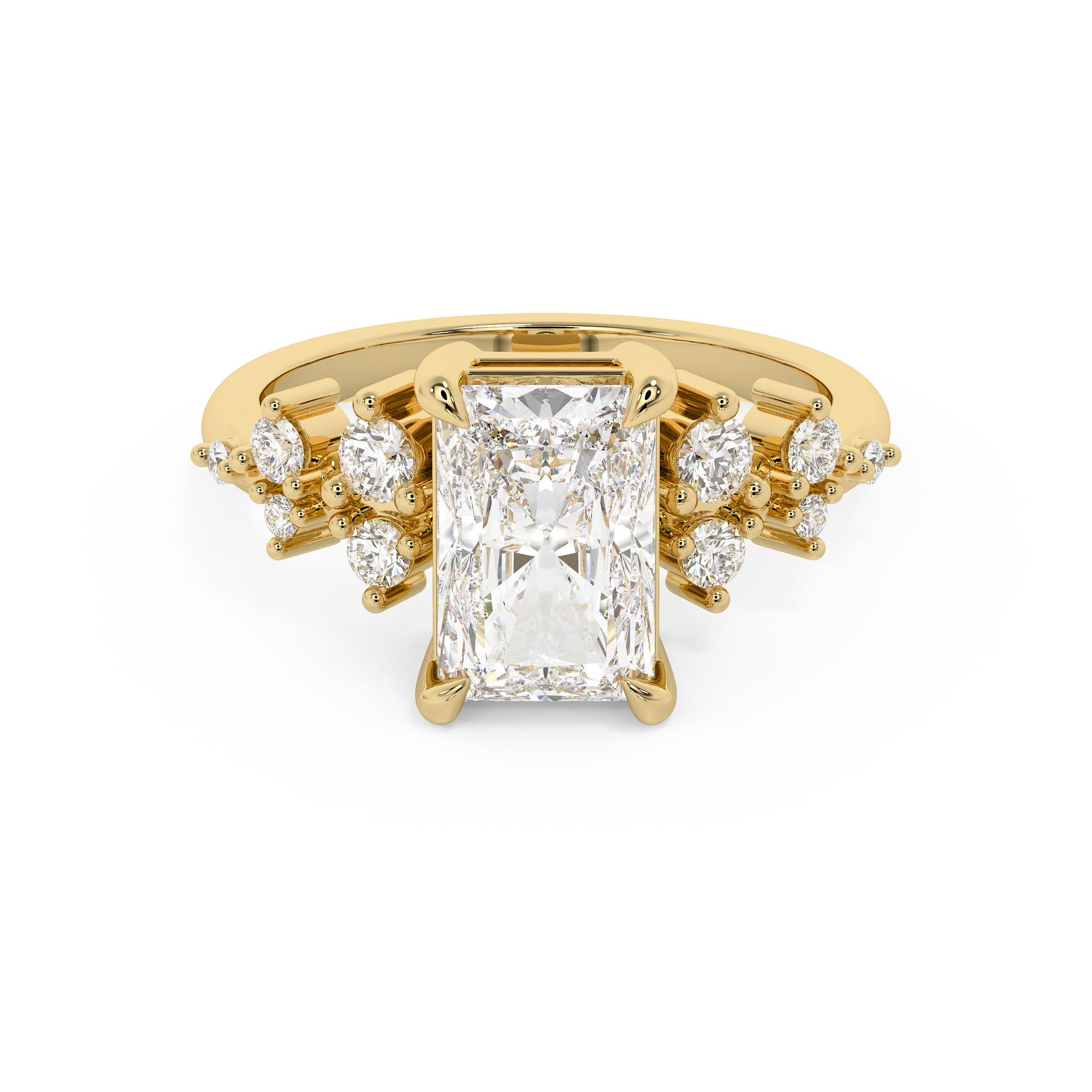 Radiant Cluster Lab Grown Diamond Engagement Ring