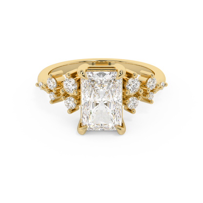 Radiant Cluster Lab Grown Diamond Engagement Ring