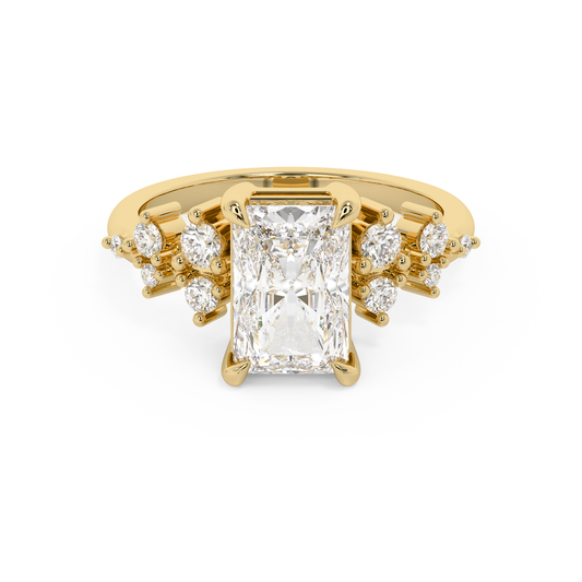 Radiant Cluster Lab Grown Diamond Engagement Ring