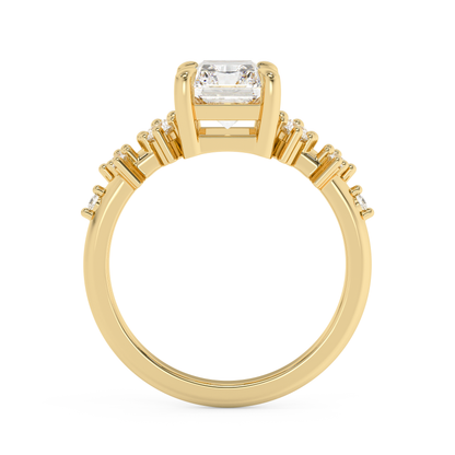 Radiant Cluster Lab Grown Diamond Engagement Ring