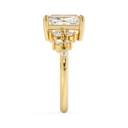 Radiant Cluster Lab Grown Diamond Engagement Ring