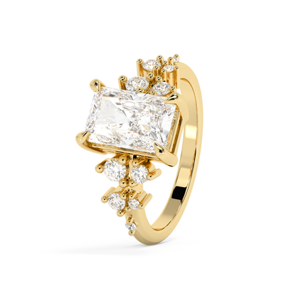 Radiant Cluster Lab Grown Diamond Engagement Ring