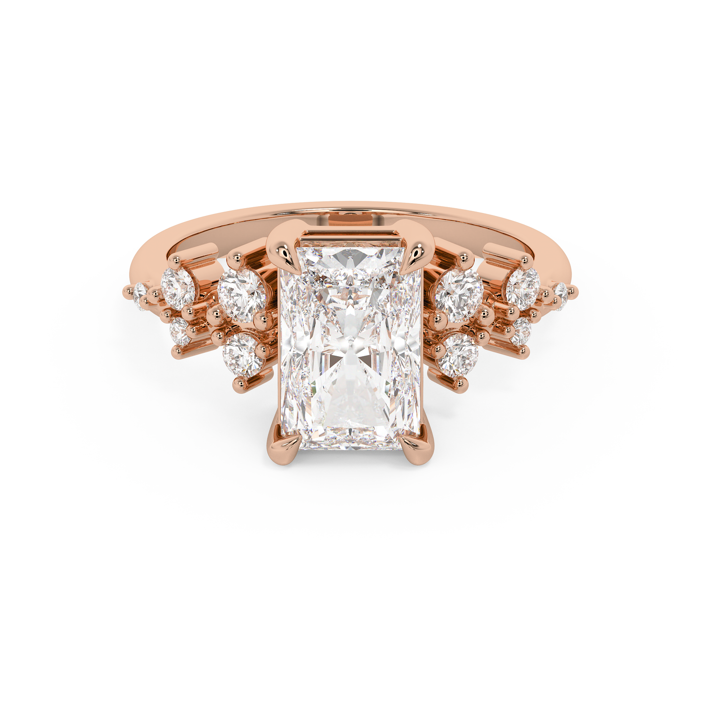 Radiant Cluster Lab Grown Diamond Engagement Ring