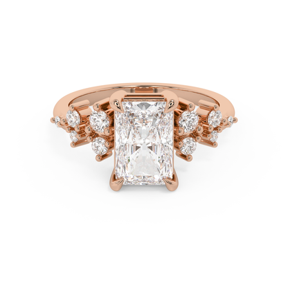 Radiant Cluster Lab Grown Diamond Engagement Ring