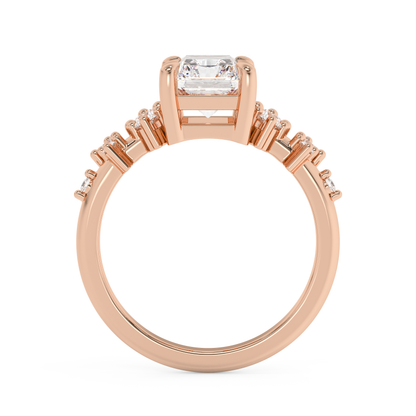 Radiant Cluster Lab Grown Diamond Engagement Ring
