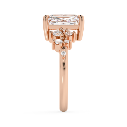 Radiant Cluster Lab Grown Diamond Engagement Ring