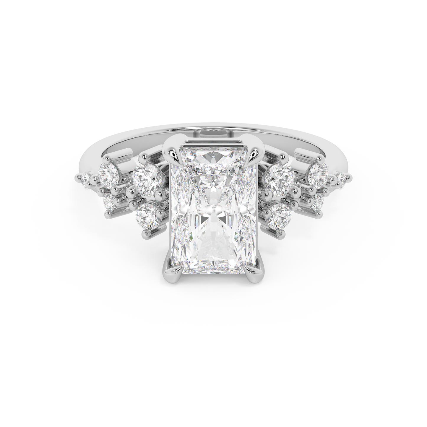 Radiant Cluster Lab Grown Diamond Engagement Ring