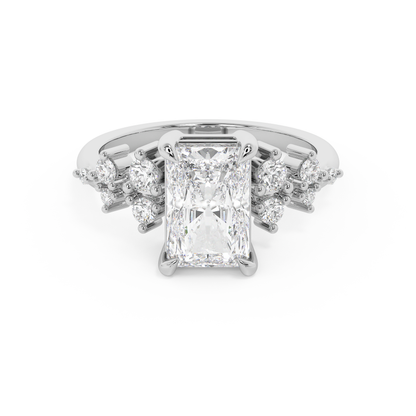 Radiant Cluster Lab Grown Diamond Engagement Ring