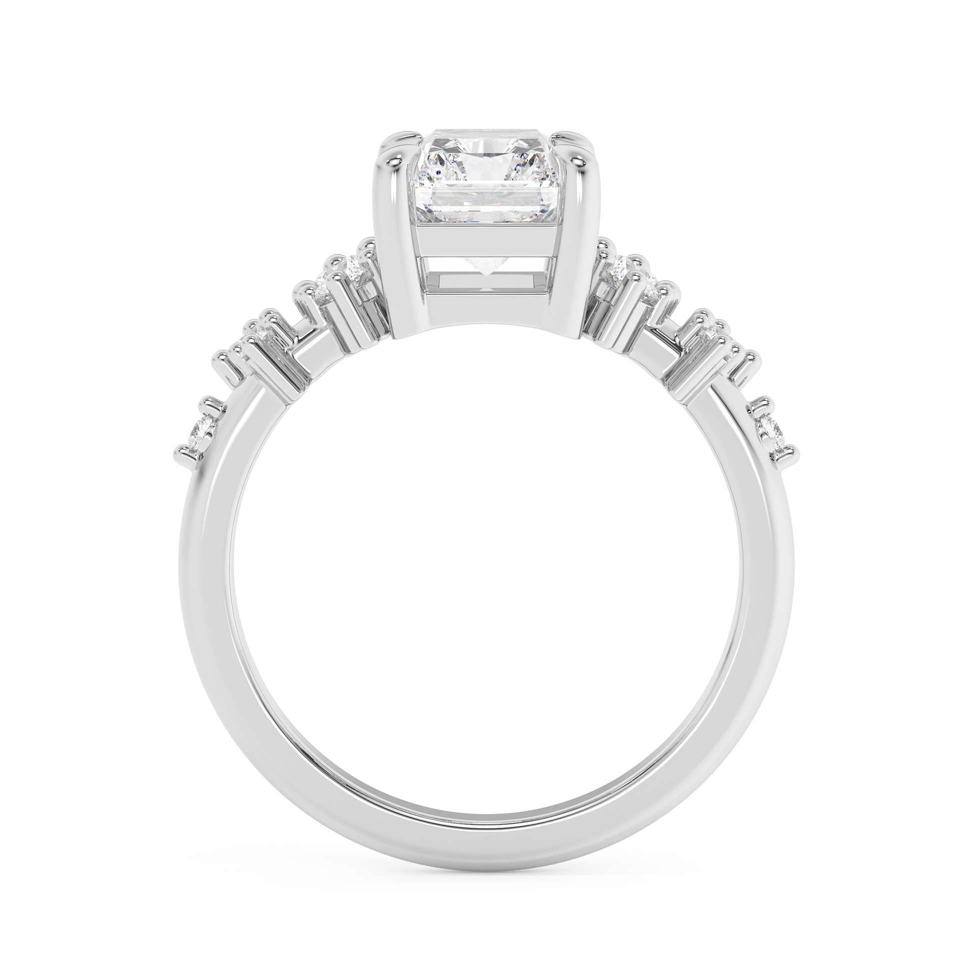 Radiant Cluster Lab Grown Diamond Engagement Ring