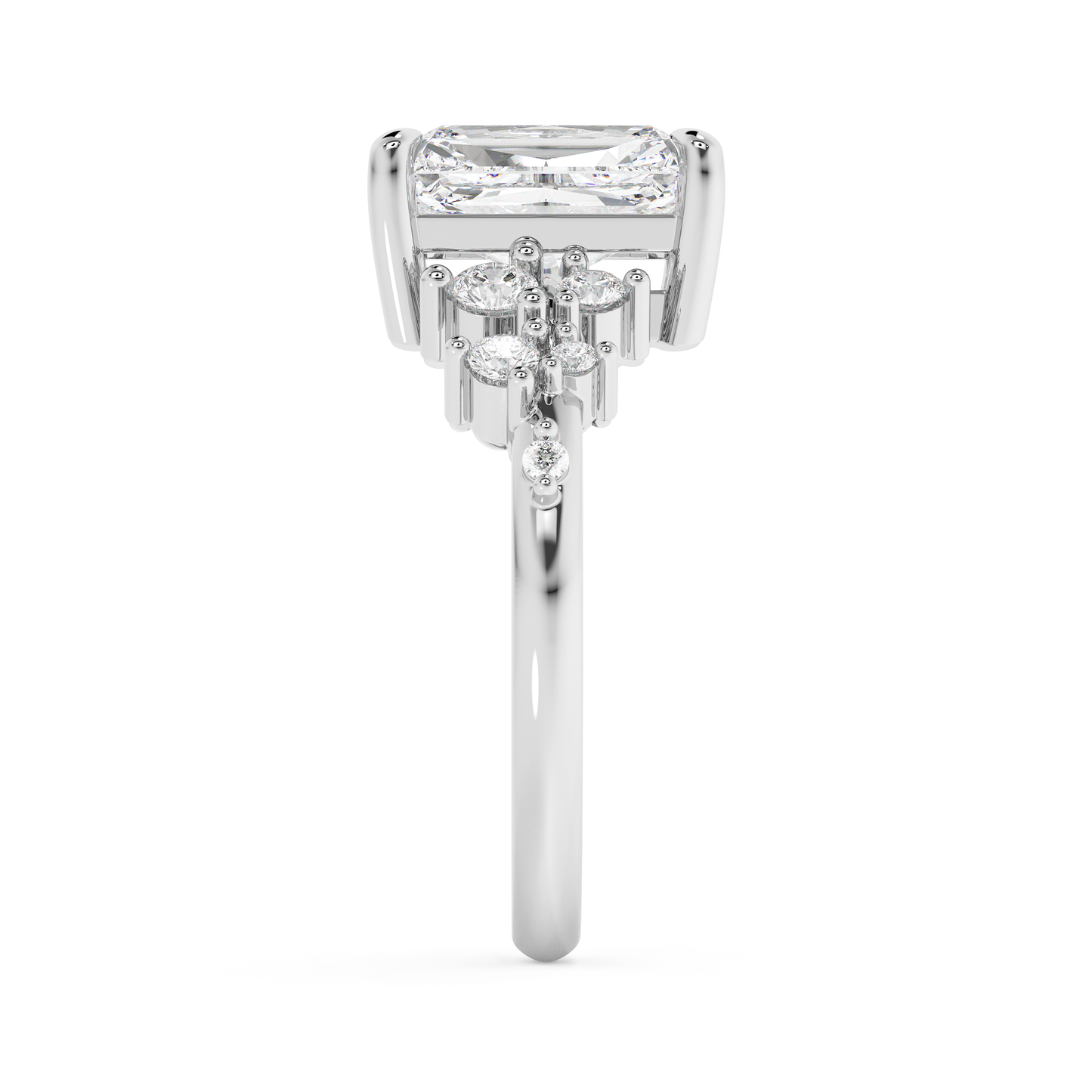 Radiant Cluster Lab Grown Diamond Engagement Ring