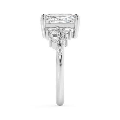 Radiant Cluster Lab Grown Diamond Engagement Ring