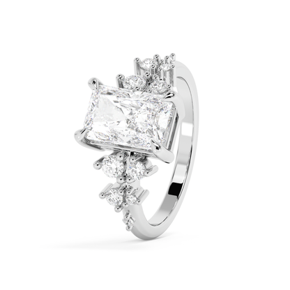 Radiant Cluster Lab Grown Diamond Engagement Ring