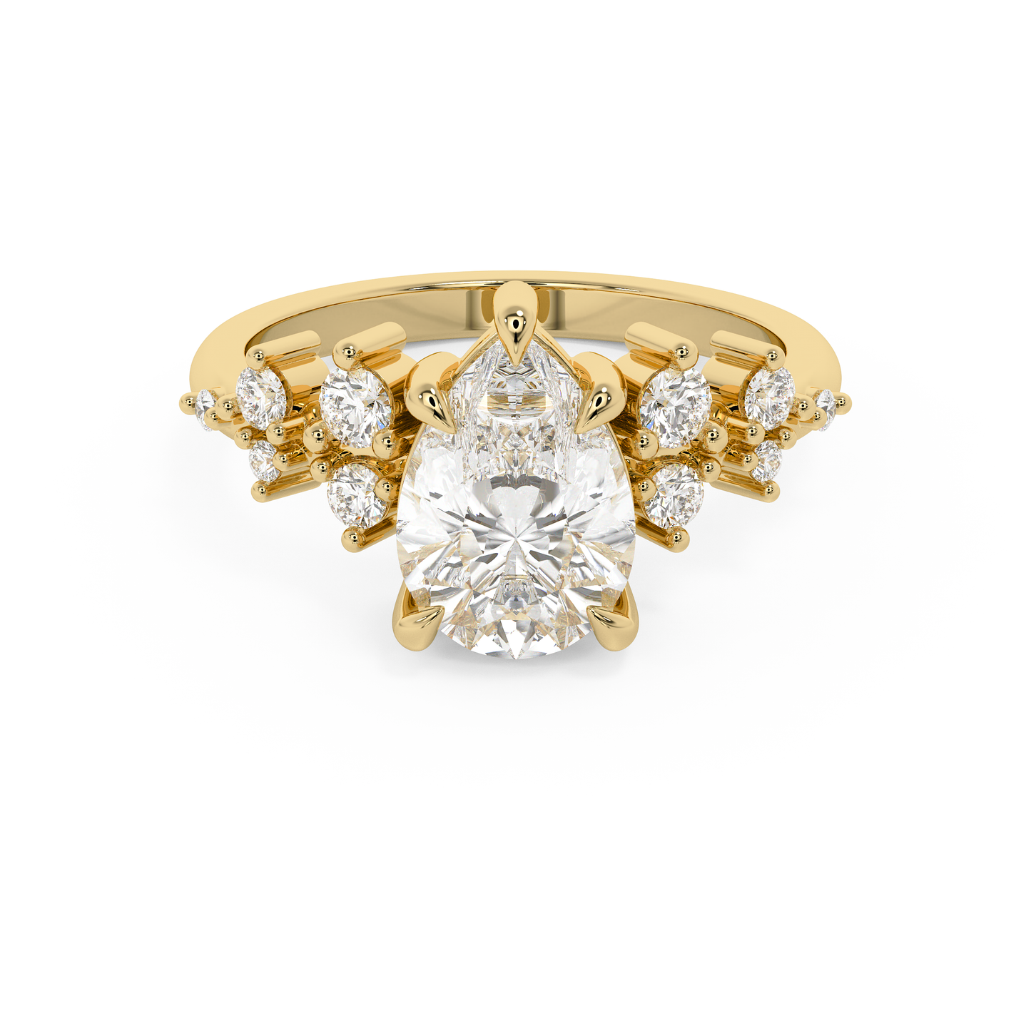 Pear Cluster Lab Grown Diamond Engagement Ring