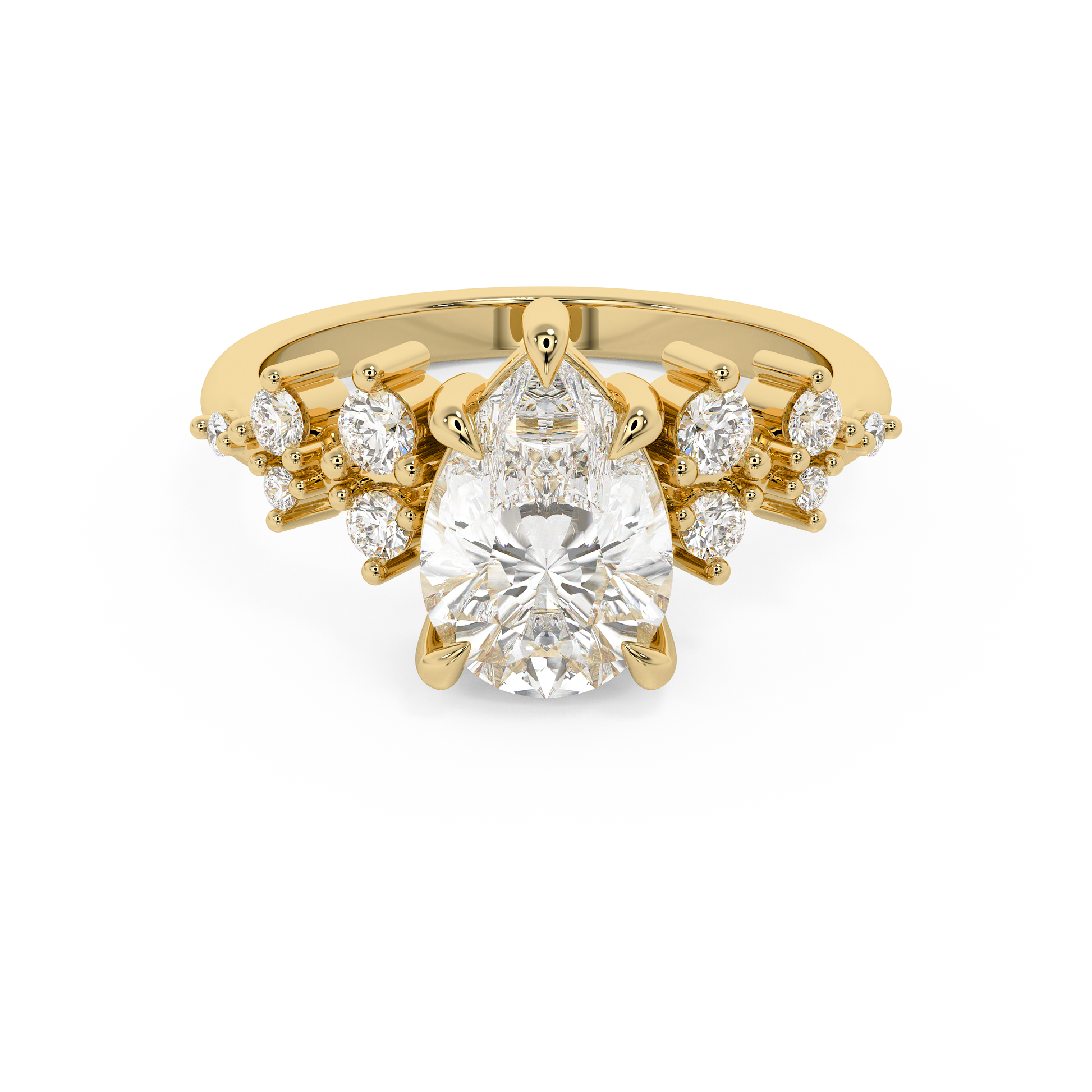 Pear Cluster Lab Grown Diamond Engagement Ring