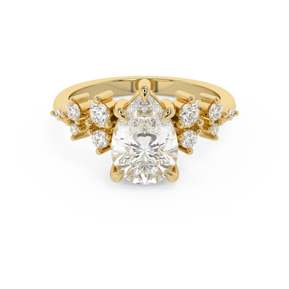 Pear Cluster Lab Grown Diamond Engagement Ring