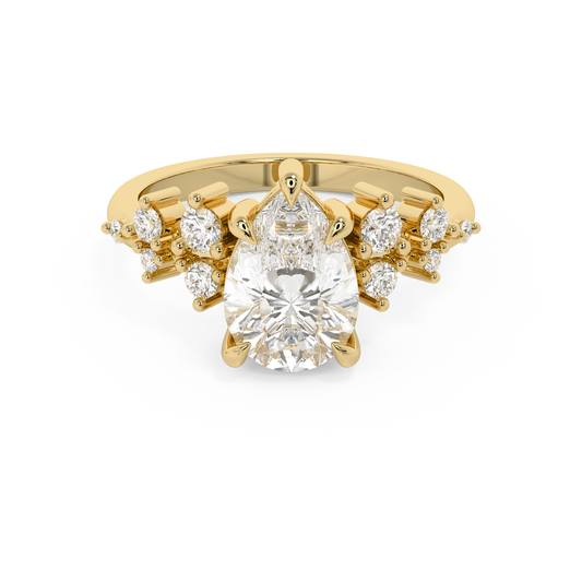 Pear Cluster Lab Grown Diamond Engagement Ring