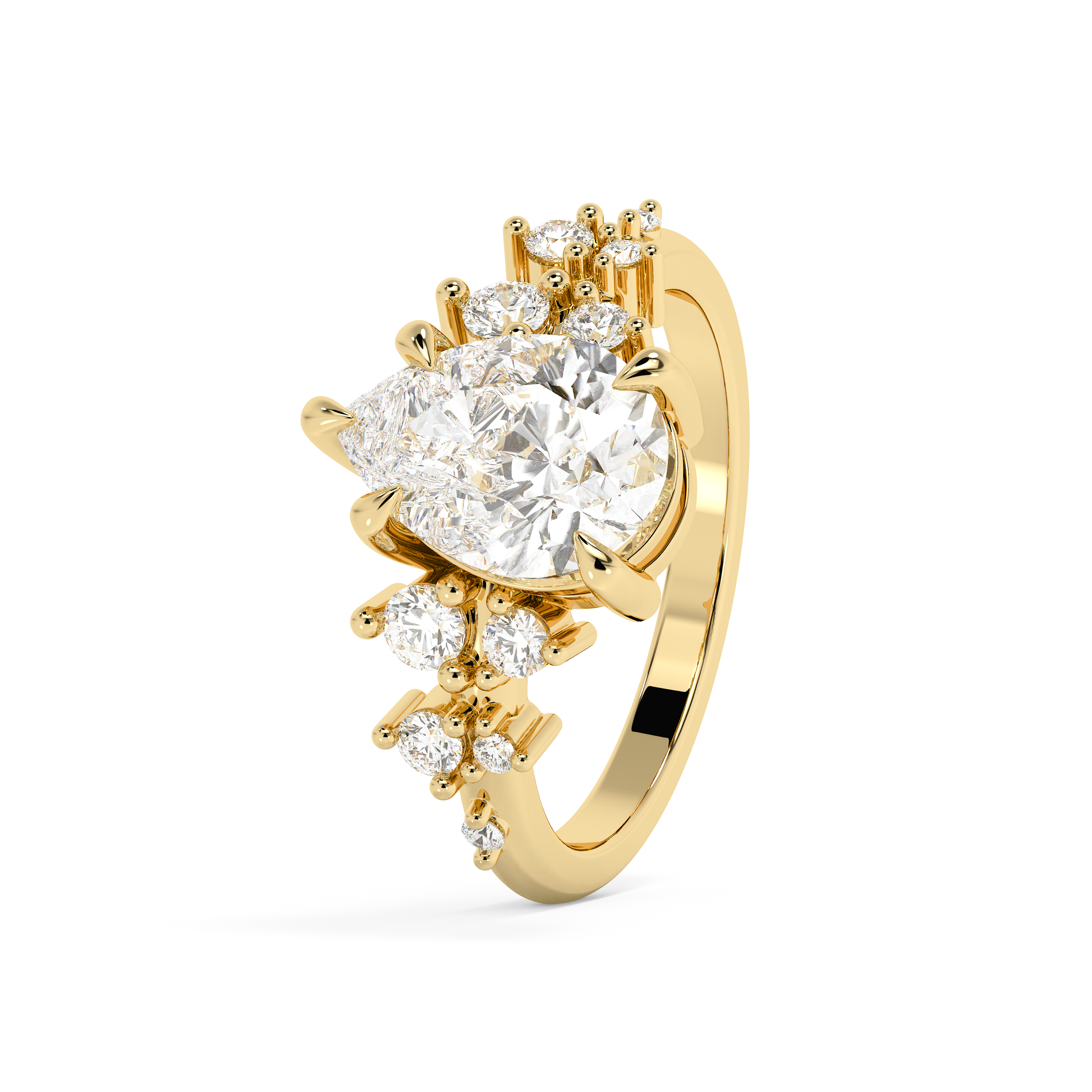 Pear Cluster Lab Grown Diamond Engagement Ring