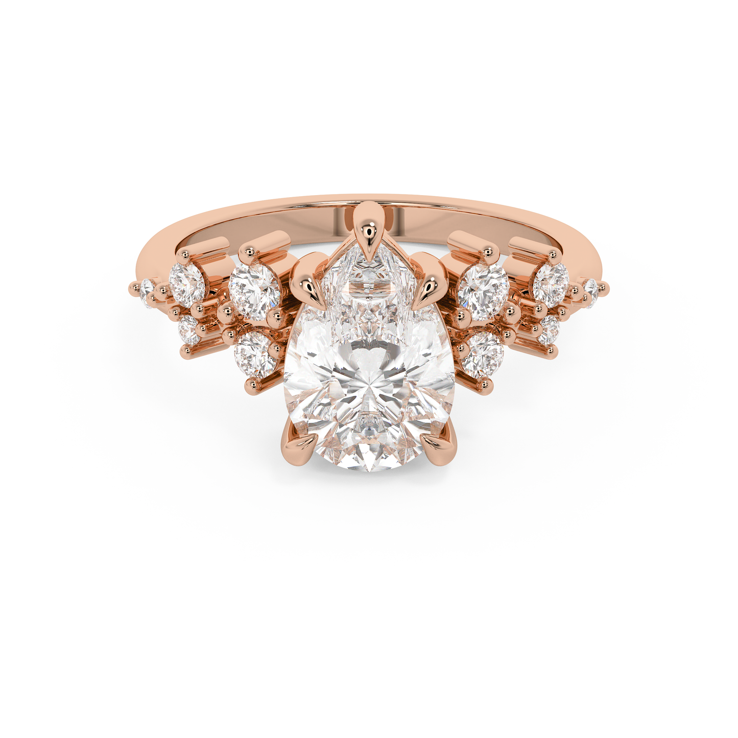 Pear Cluster Lab Grown Diamond Engagement Ring