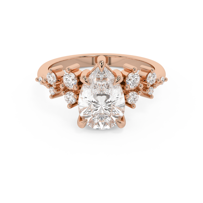 Pear Cluster Lab Grown Diamond Engagement Ring