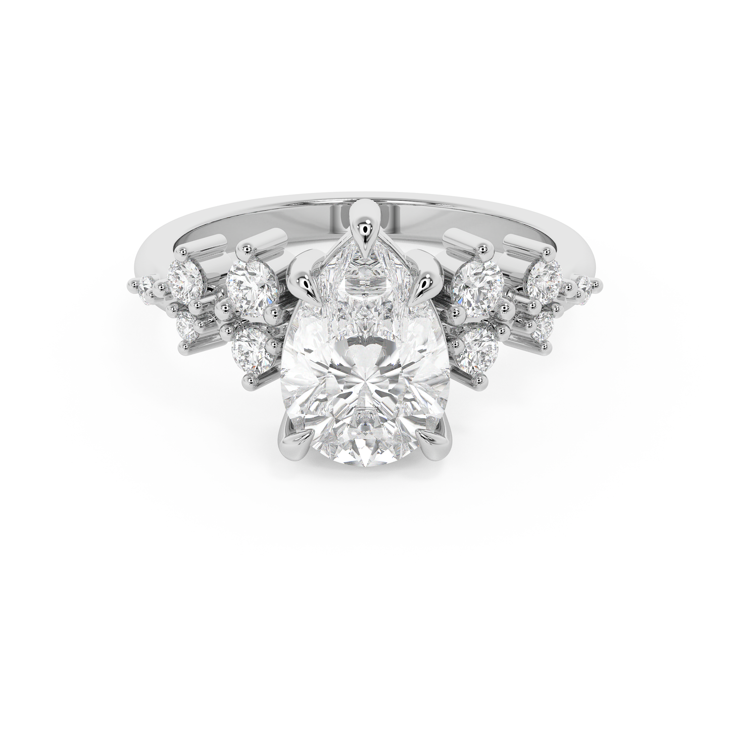Pear Cluster Lab Grown Diamond Engagement Ring