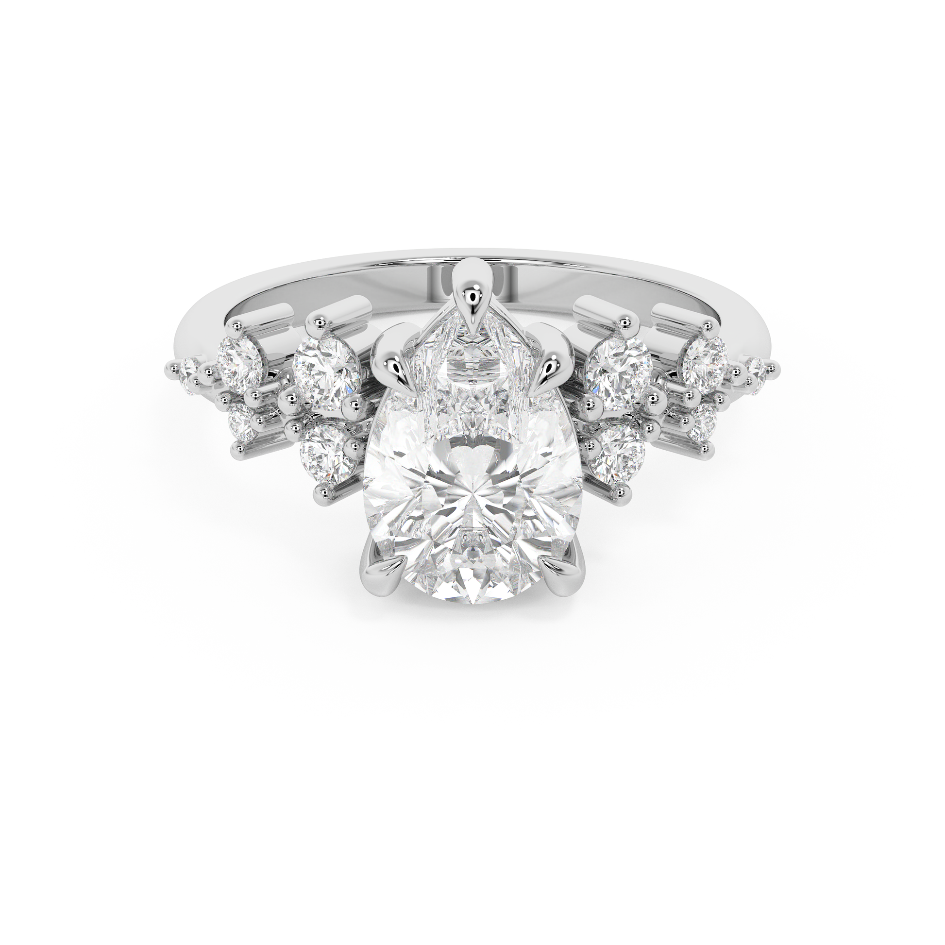 Pear Cluster Lab Grown Diamond Engagement Ring