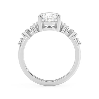 Pear Cluster Lab Grown Diamond Engagement Ring