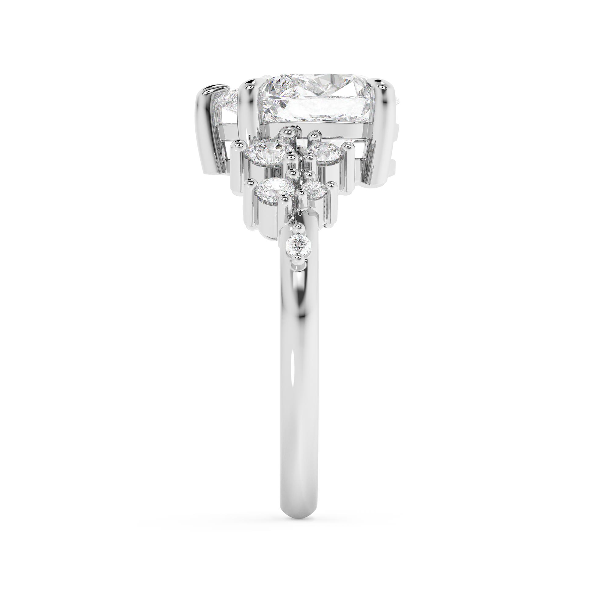 Pear Cluster Lab Grown Diamond Engagement Ring