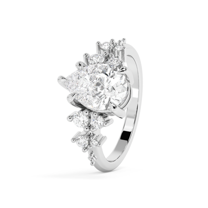 Pear Cluster Lab Grown Diamond Engagement Ring