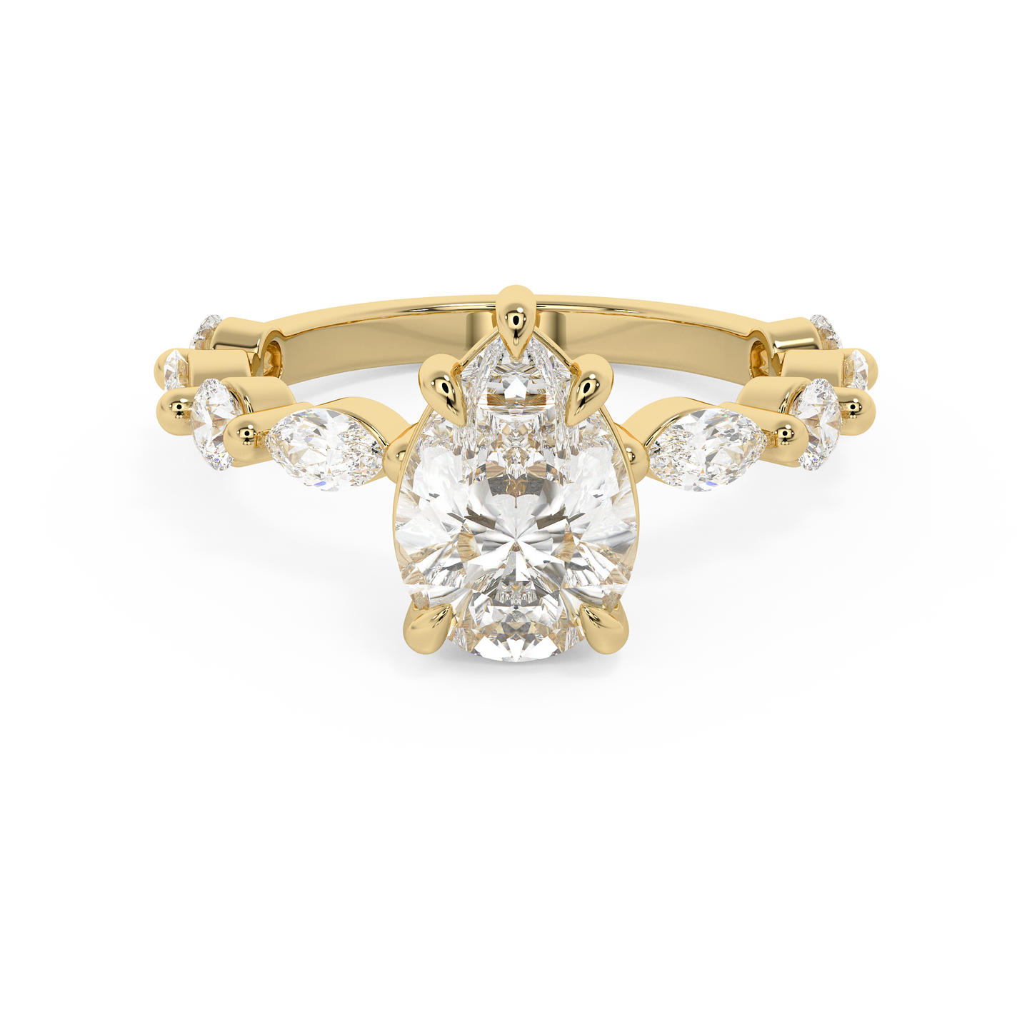 Pear Pave Lab Grown Diamond Engagement Ring