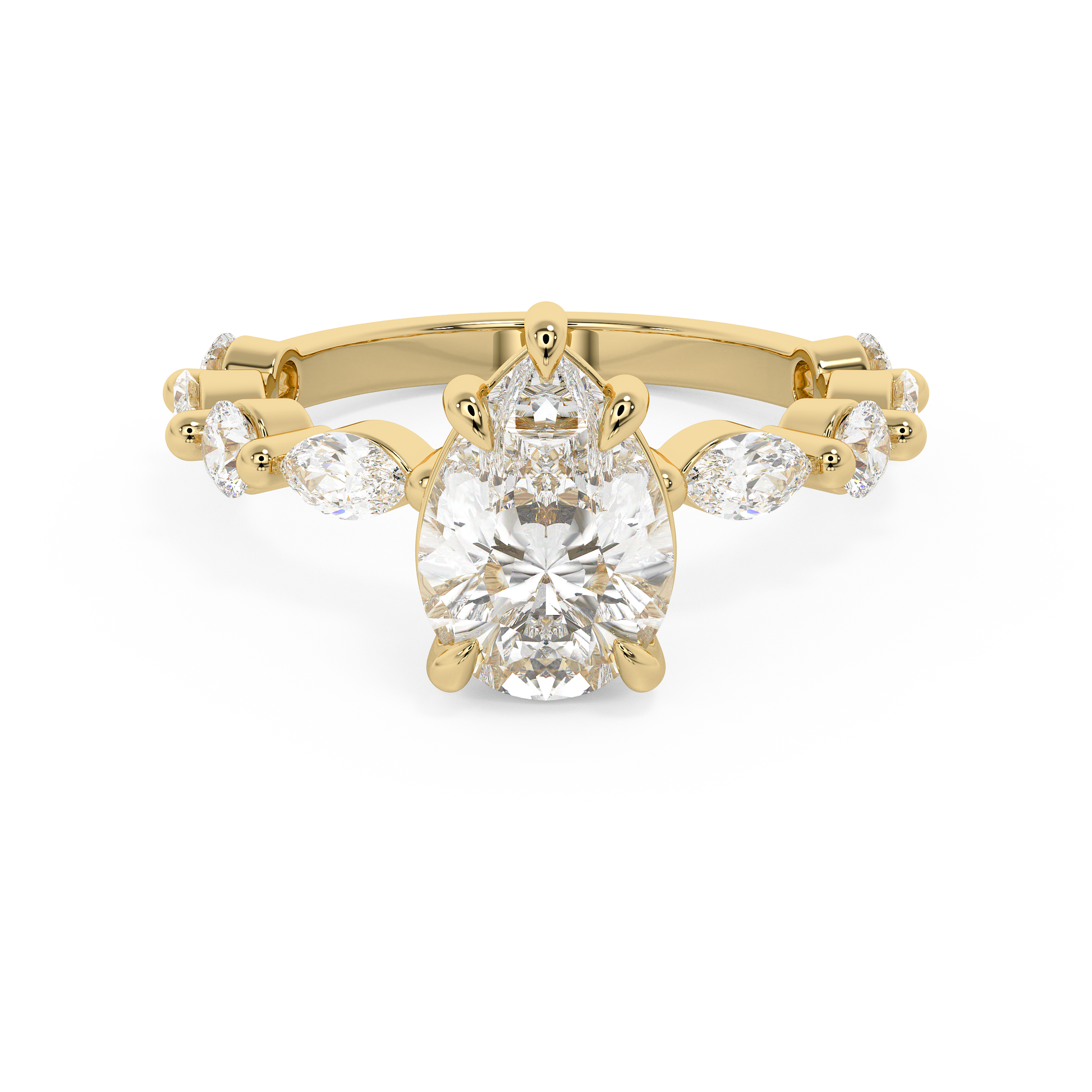 Pear Pave Lab Grown Diamond Engagement Ring