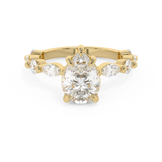 Pear Pave Lab Grown Diamond Engagement Ring