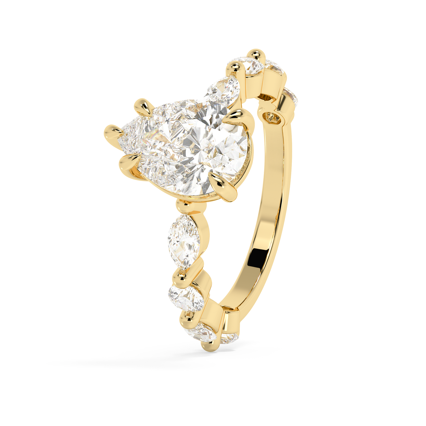 Pear Pave Lab Grown Diamond Engagement Ring