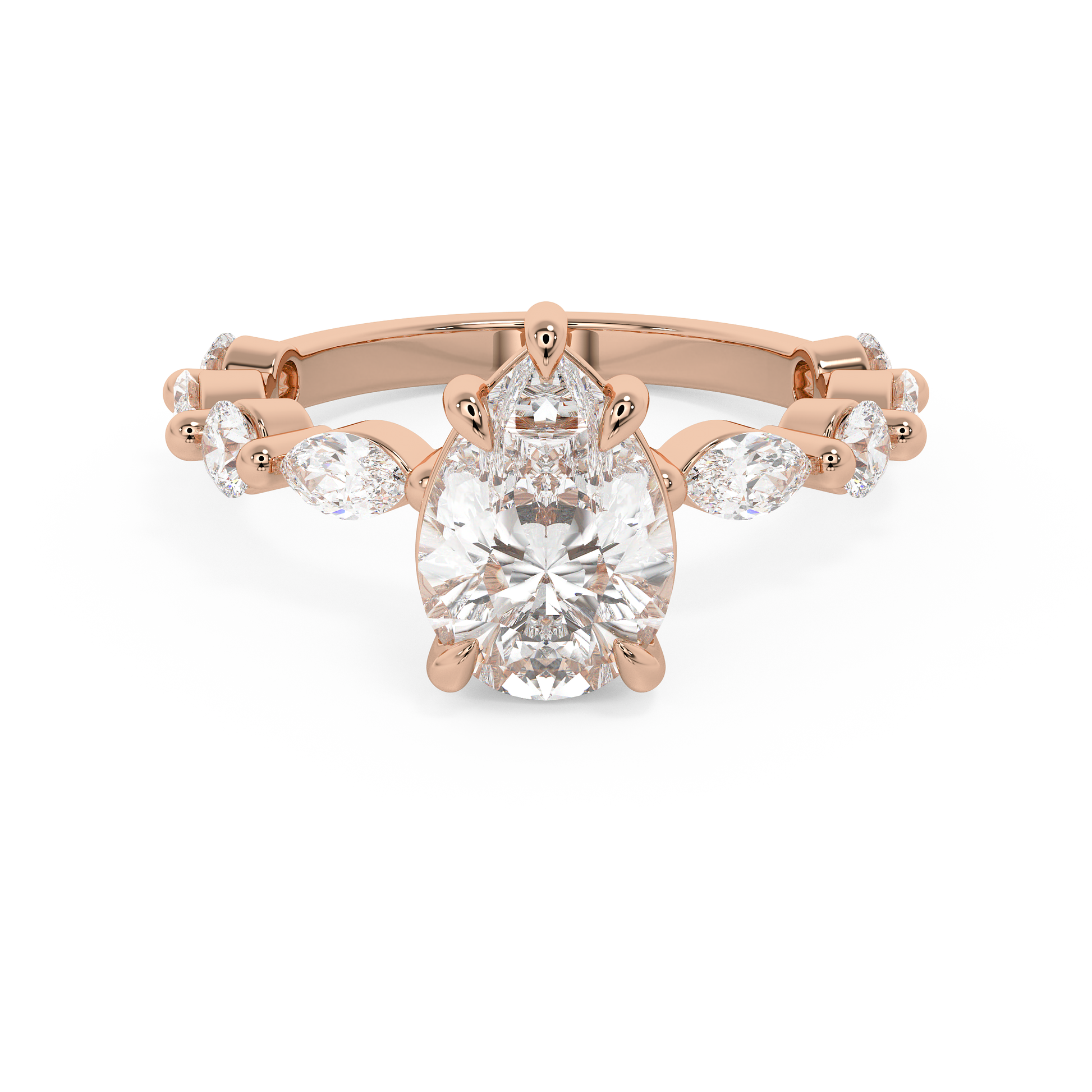 Pear Pave Lab Grown Diamond Engagement Ring