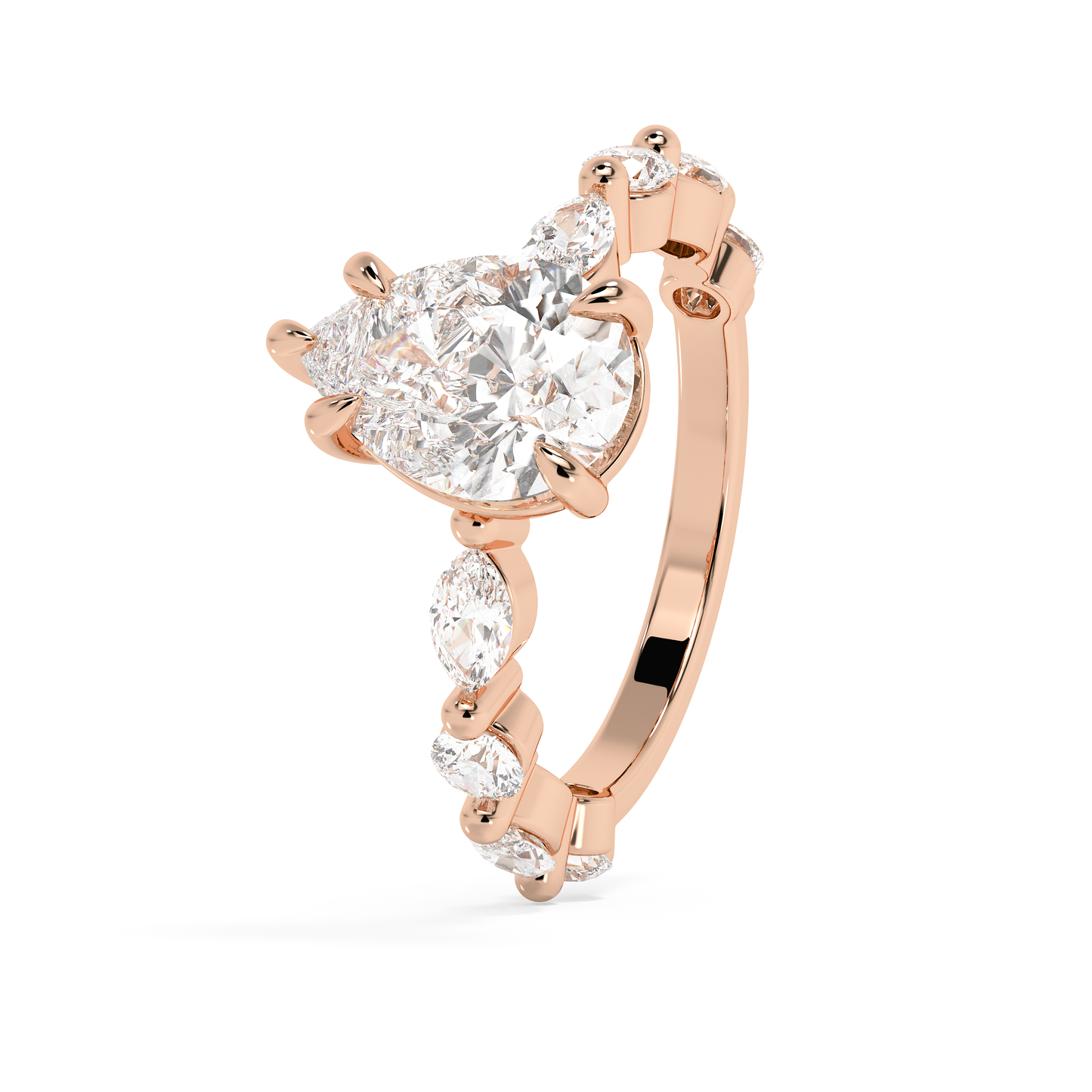 Pear Pave Lab Grown Diamond Engagement Ring