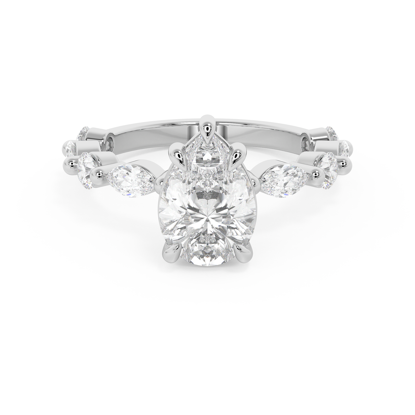 Pear Pave Lab Grown Diamond Engagement Ring