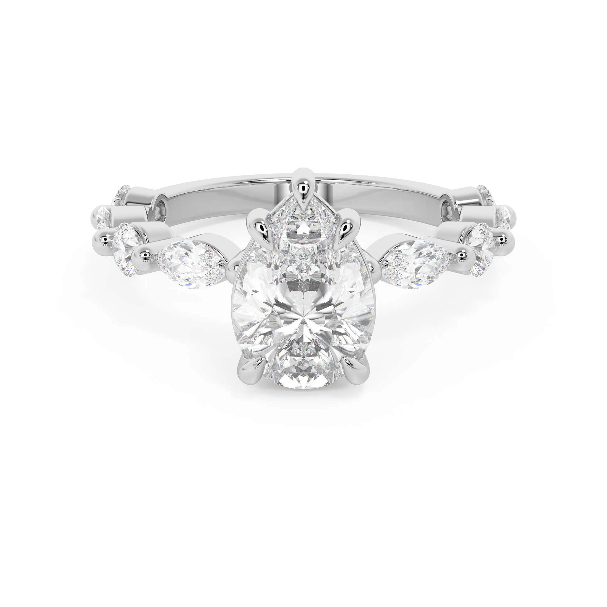 Pear Pave Lab Grown Diamond Engagement Ring