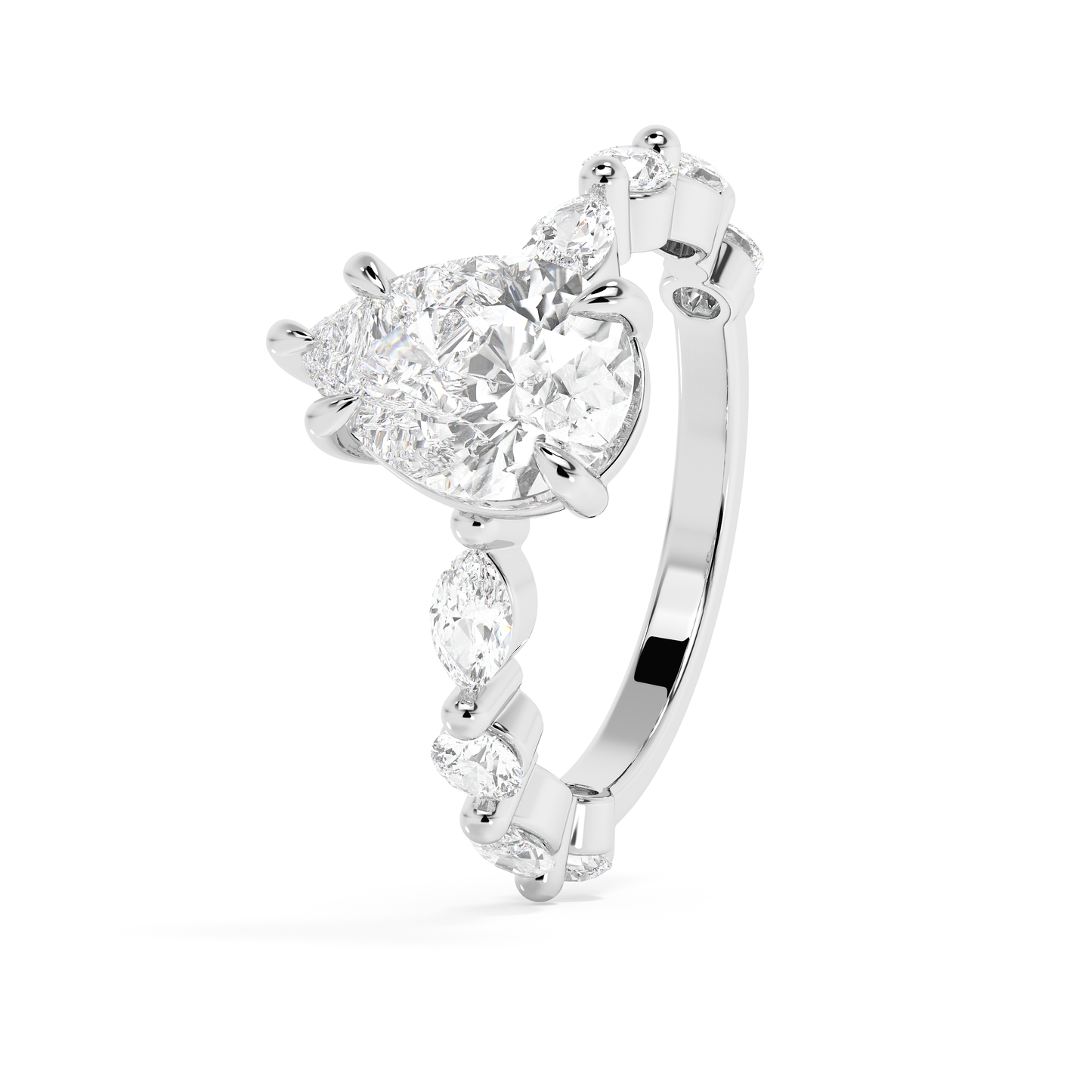 Pear Pave Lab Grown Diamond Engagement Ring