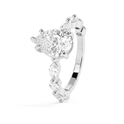 Pear Pave Lab Grown Diamond Engagement Ring