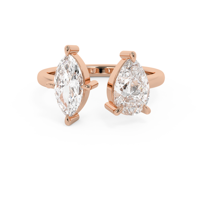 2 TCW Pear & Marquise Toi Et Moi Lab Grown Diamond Engagement Ring