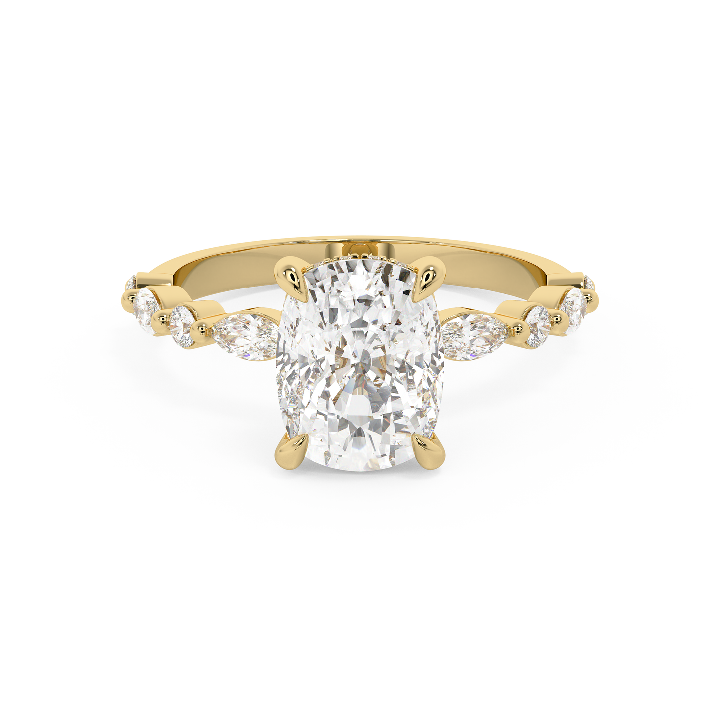Elongated Cushion Pave Lab Grown Diamond Engagement Ring